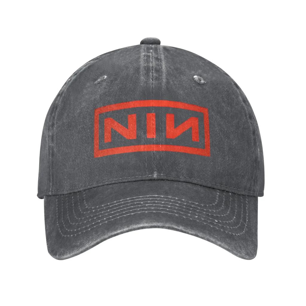 Vintage NIN Nine Inch Nails Metal Band Baseball Caps for Unisex Women Distressed Denim Headwear Outdoor Travel Gift Hats Cap
