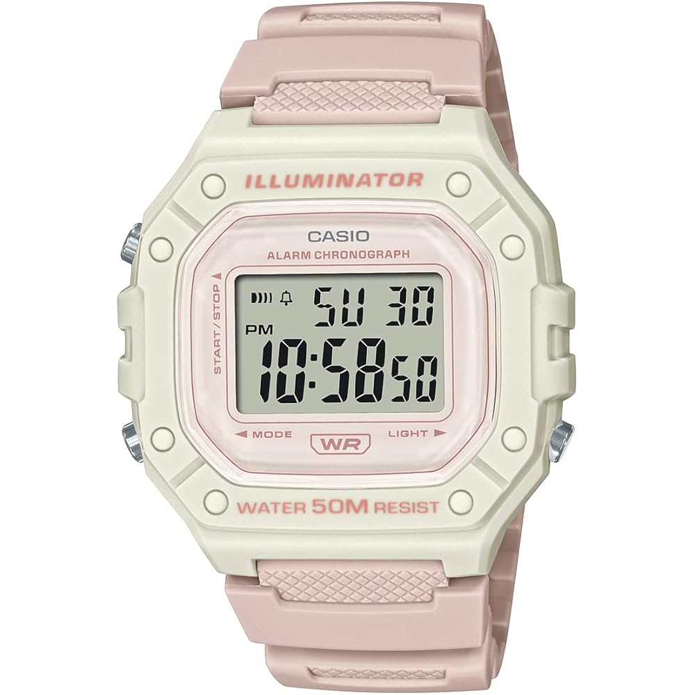 Casio Стандартные цифровые часы W-218HC-4A2V Розово-бежевые Унисекс Легкие Водонепроницаемые