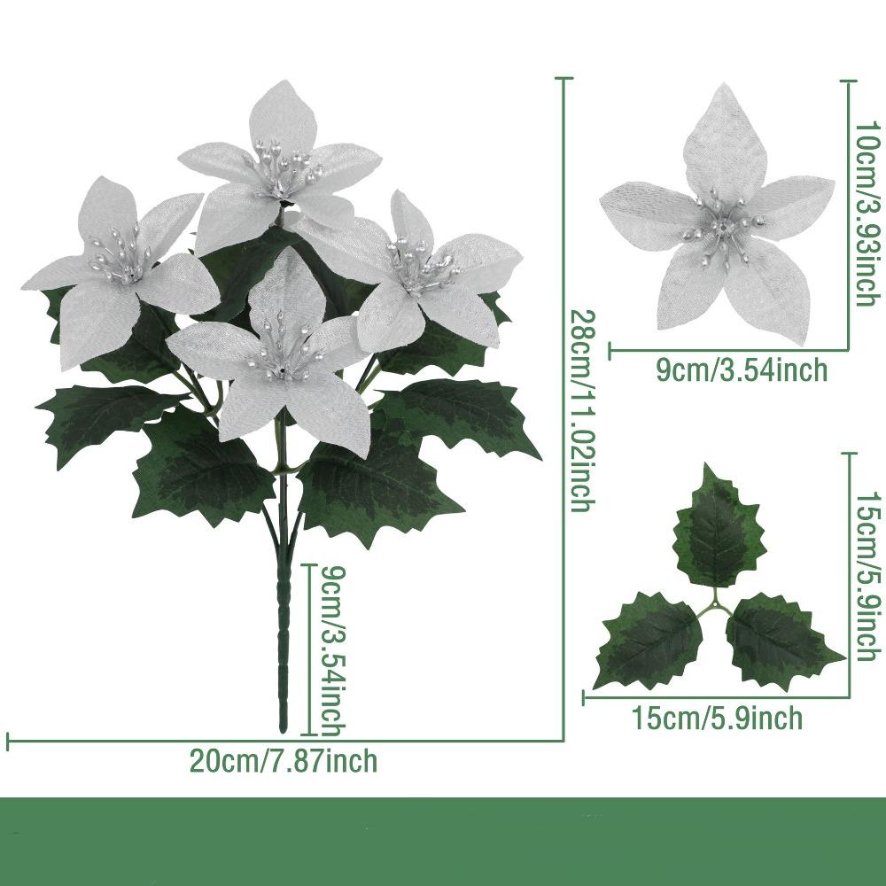 1/3pcs Plastic Plants Christmas Artifical Flowers with 5 Forks Reusable Simulated Flowers Bouquet Creative Christmas Ornaments