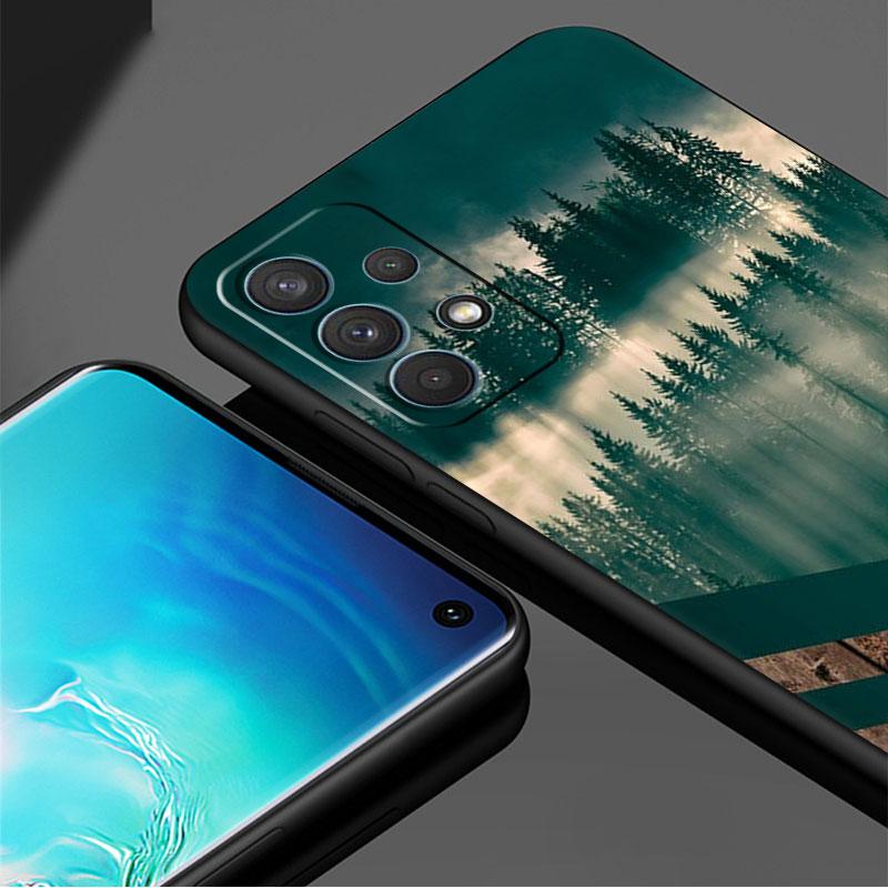 Чехол с лесной геометрией, деревом и природой для Samsung Galaxy A52 A53 A13 A12 A32 A33 A51 A21s A71 A23 A31 A22 5G, черный чехол для телефона
