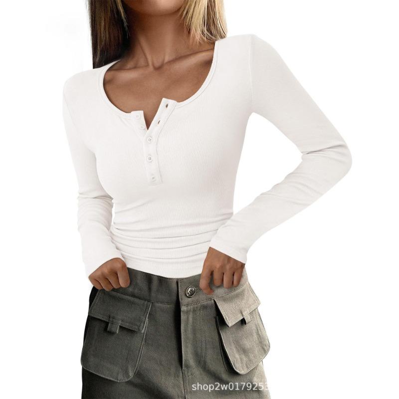 Women S Crew Neck Knit Long Sleeve Slim Fit Basic Top