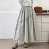 Spring Loose Casual Large Swing Umbrella Skirt Japanese Spelled Pockets Women Patchwork Ruffles Skirts