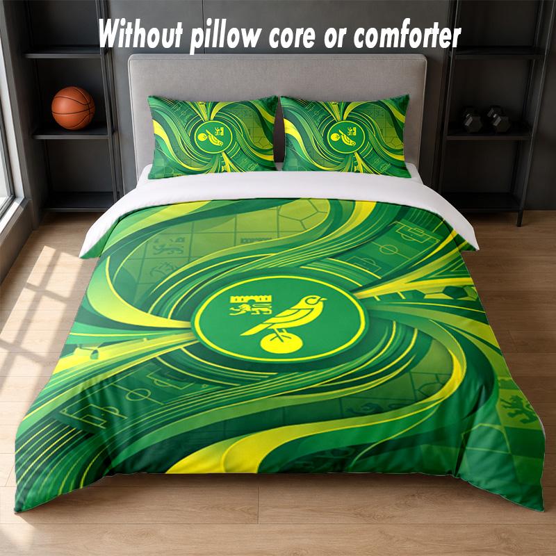 Norwich City Football Design Bed Bedding Set 1 Duvet Cover + 2 Pillowcases Soft Breathable Household Bed Linens