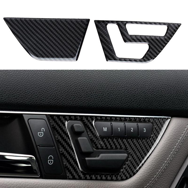 2Pcs Carbon Fiber Interior Door Panel Cover Trim Fit for Mercedes Benz C Class W204 2007 2008 2009 2010 2011 2012 2013