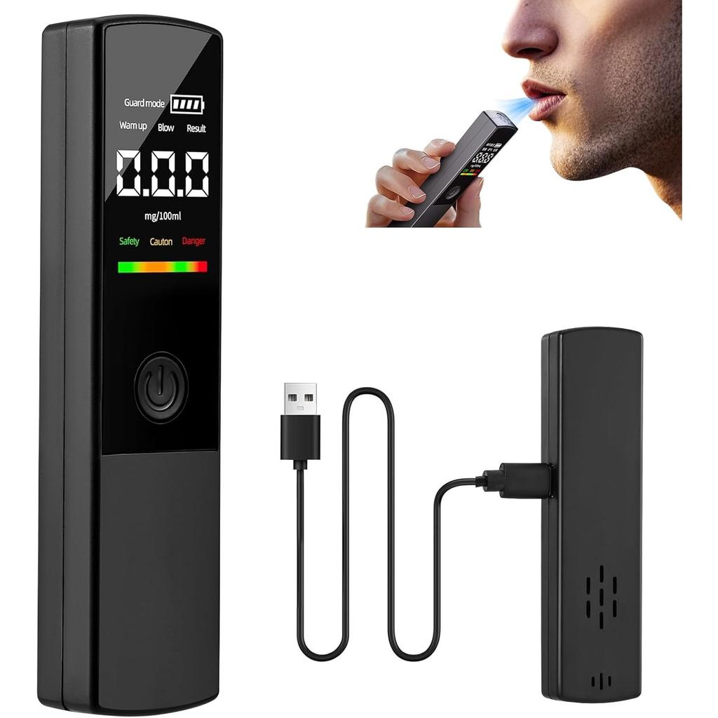 Alcohol Breathalyzer, 2 in 1 Portable Breathalyser Contactless Alcohol Tester with LCD Screen and Guard Mode, High Accuracy Breathalysers