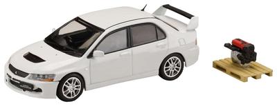 HJ64 164 Mitsubishi Lancer Evolution 9 GSR с моделью двигателя, Белый Солид, Готовое изделие