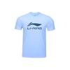 Футболка мужская Li Ning с логотипом, с принтом букв, крутая, быстросохнущая, дышащая, универсальная, пуловер с круглым вырезом, с коротким рукавом, цвет ледяной реки, ATSU493-7