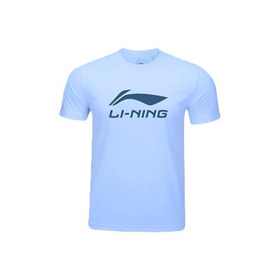 Футболка мужская Li Ning с логотипом, с принтом букв, крутая, быстросохнущая, дышащая, универсальная, пуловер с круглым вырезом, с коротким рукавом, цвет ледяной реки, ATSU493-7