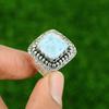 925 Silver Larimar Gemstone Solitaire Throat Chakra Handmade Wife Ring Size 8.5