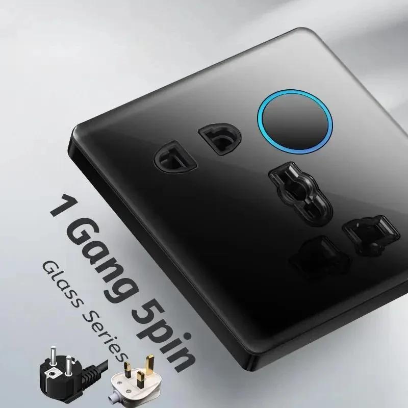 Панель из закаленного стекла 1 2 3 4-клавишный настенный выключатель света 1 2-позиционный международный универсальный светодиодный индикатор точка сброса питания ВКЛ ВЫКЛ