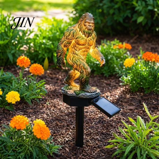 Solar Dragon Statue Light Garden Light, Savage Statue, Wild Man Sculpture, Three-dimensional Sculpture Resin Outdoor Night Decor for Patio Yard