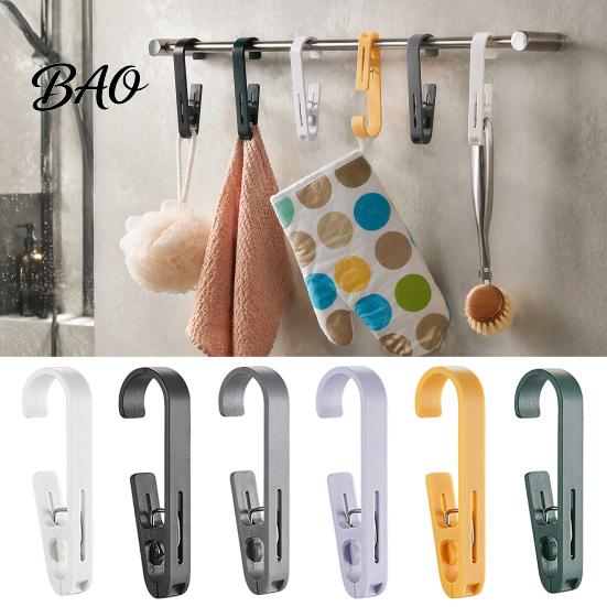 Wall Mounted Utility Hangers Laundry Hook with Clip, Non-Drilling ABS Closet Organizer, Multi Purpose Bathroom Storage Clips Durable Anti-slip Clothes