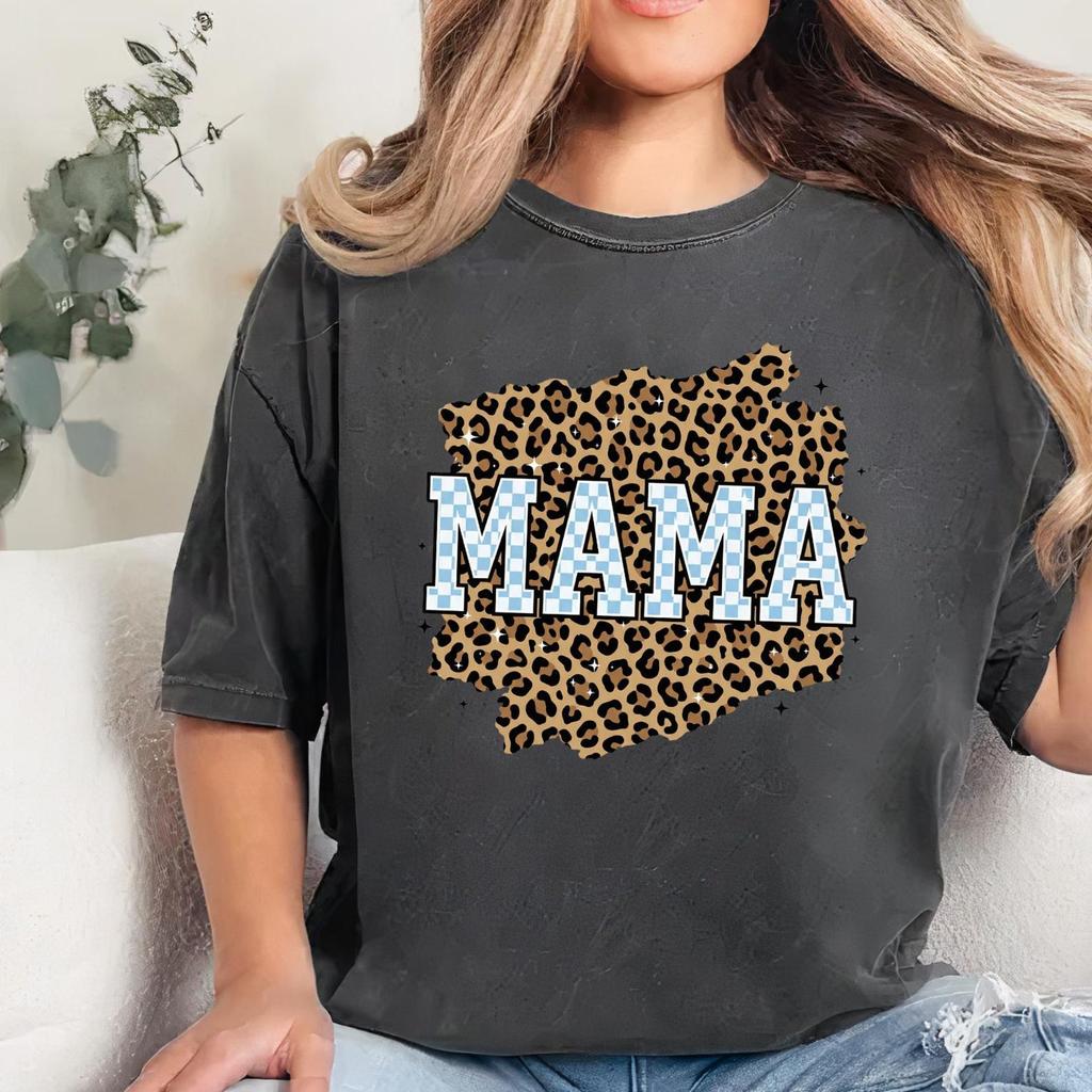 Leopard Mama Shirt and kids shirt : Mothers Day Comfort Colors Tee , Retro Leopard Text Shirt and kids shirt Design