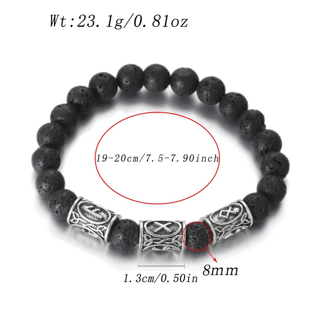 Браслет мужской Викинг Руны Норвегии Камень 8 мм Натуральный Нефрит Содалит Бирюза Бусины Лавы Украшения Браслеты Мужские Pulseras