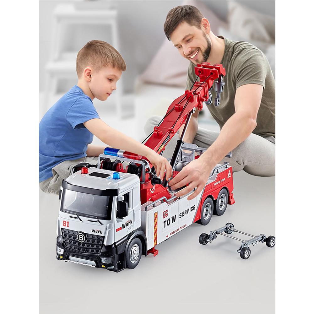 1/18 сплава металла эвакуатор инженерный грузовик прицеп дорожно-спасательная служба игрушки подарок