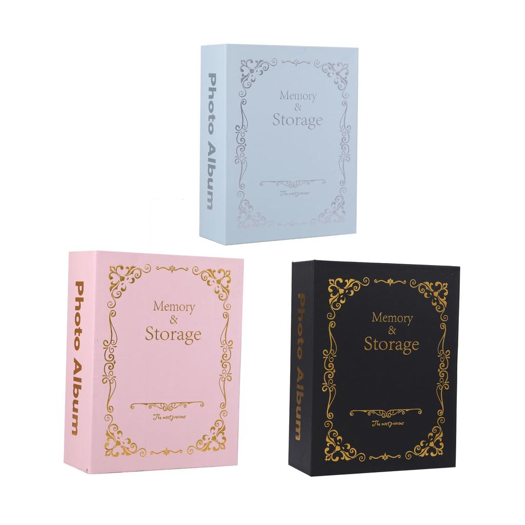 Pureseek Photo Album, 3-Color Set, Large Size, Holds 100 Photos, Large Capacity, Portable, Cute