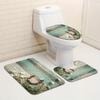 4 шт., занавеска для душа в стиле ретро с рисунком под дерево и цветком с 12 крючками, нескользящий коврик для ванной комнаты, набор для ванной комнаты с накладкой на крышку унитаза и U-образным ковриком