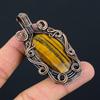 Tiger Eye Gemstone Pure Copper Wire Wrapped Handmade Jewelry Pendant For Gift