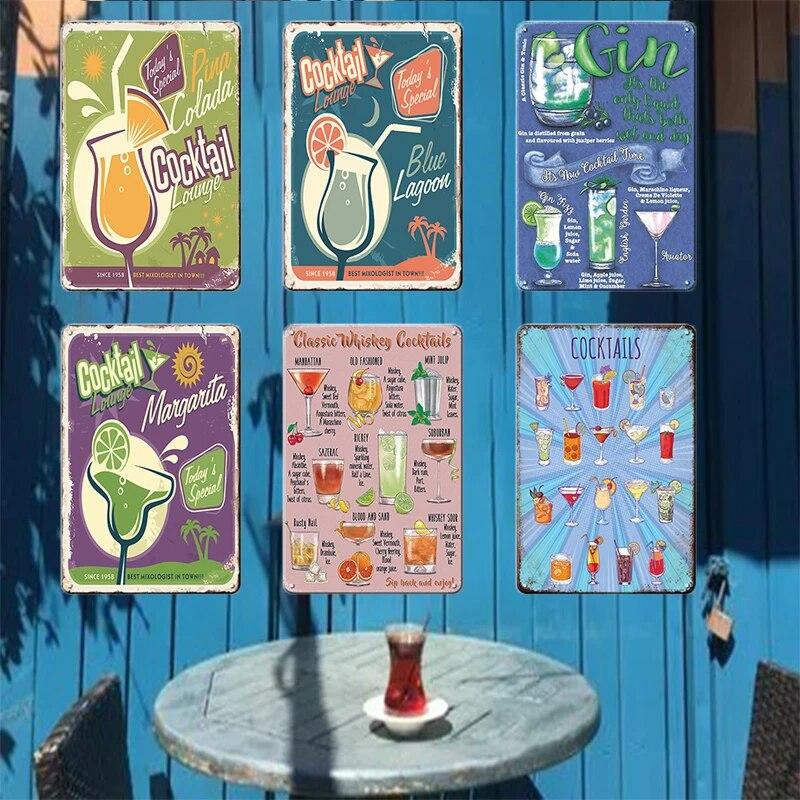 Винтажные постеры, жестяные вывески для коктейлей, металлическая доска, пивная ретро-тарелка, декоративная железная картина для бара, паба, человек, пещерное искусство, Настенный декор