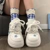 Женские Каваи Голубые Кроссовки на Платформе Белая Обувь Вулканизированная Милая Повседневная Обувь Скейтборд Теннис Женская