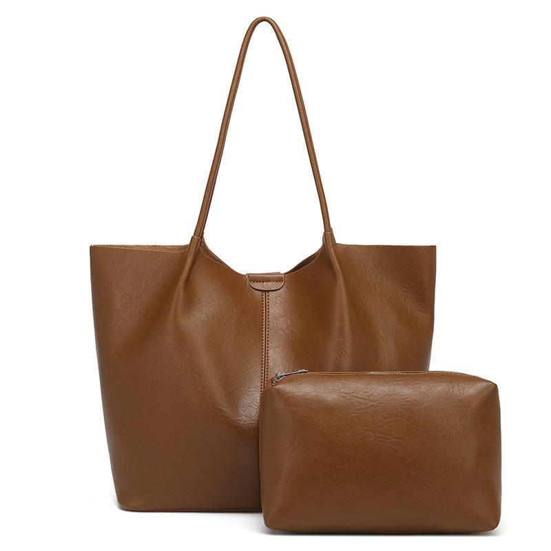 2025 new retro simple tote bag versatile shoulder handbag large capacity commuter mother and child bag