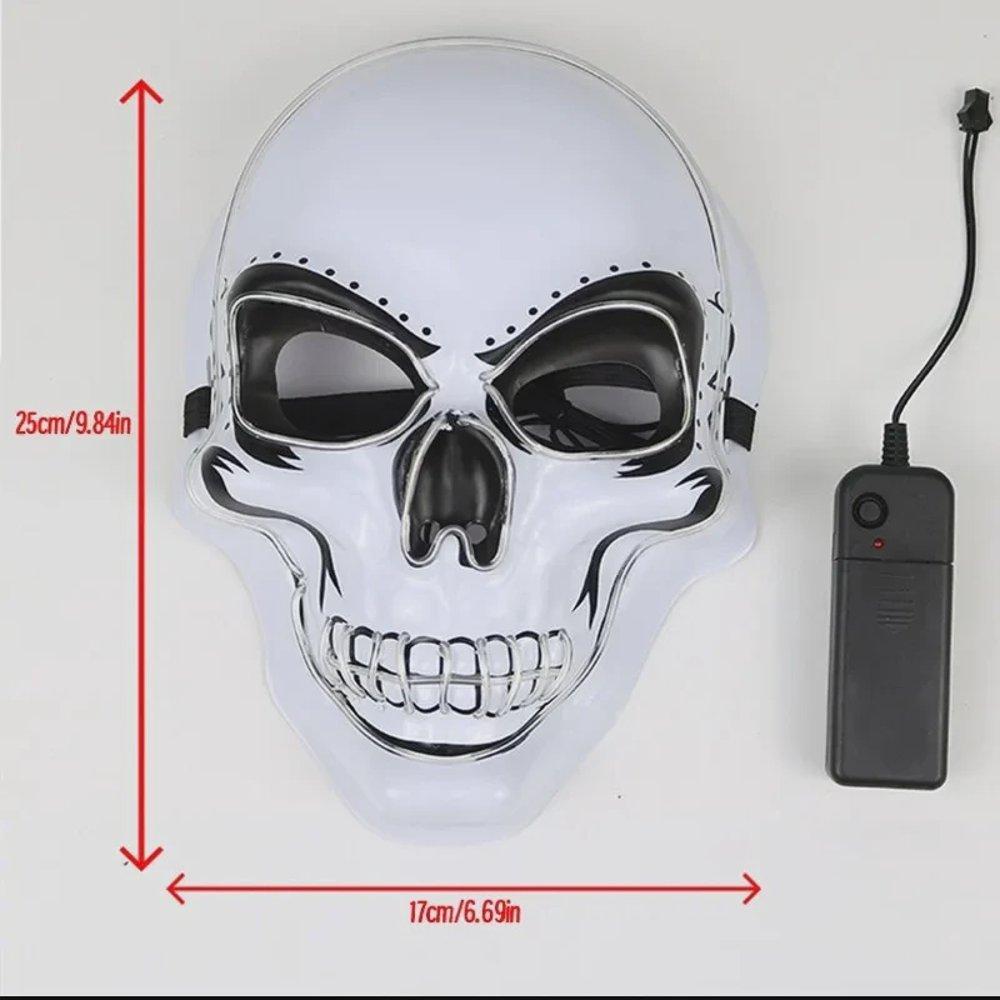 2pcs Halloween Adult Purification Mask LED Glowing Skull Terror Mask Cold Light Mask Role Playing Masquerade Ball
