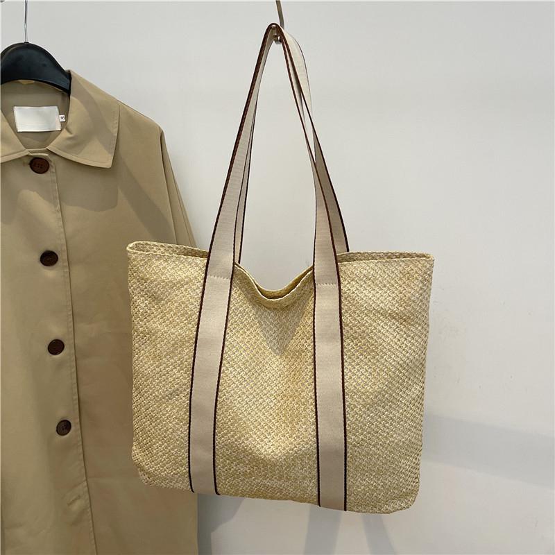 Yogodlns Летние сумки ручной работы для женщин, пляжные тканые женские соломенные пляжные сумки, большая вместительная сумка с верхней ручкой, сумки-тоут