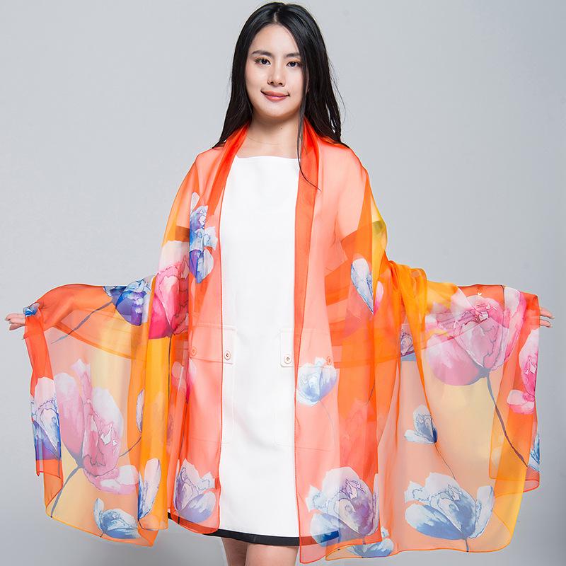 Очень большой шифоновый шарф в корейском стиле - Универсальное пляжное полотенце и шаль для защиты от солнца для женщин