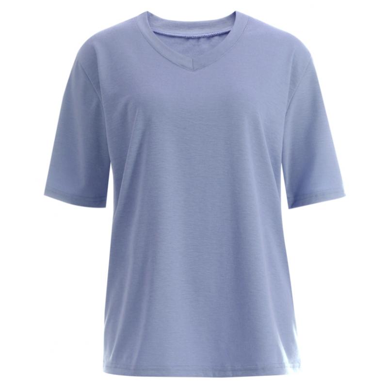 Shop Women S baSic V Neck Solid ShorT SleeVe T ShirT Beige Dai wSh 1418