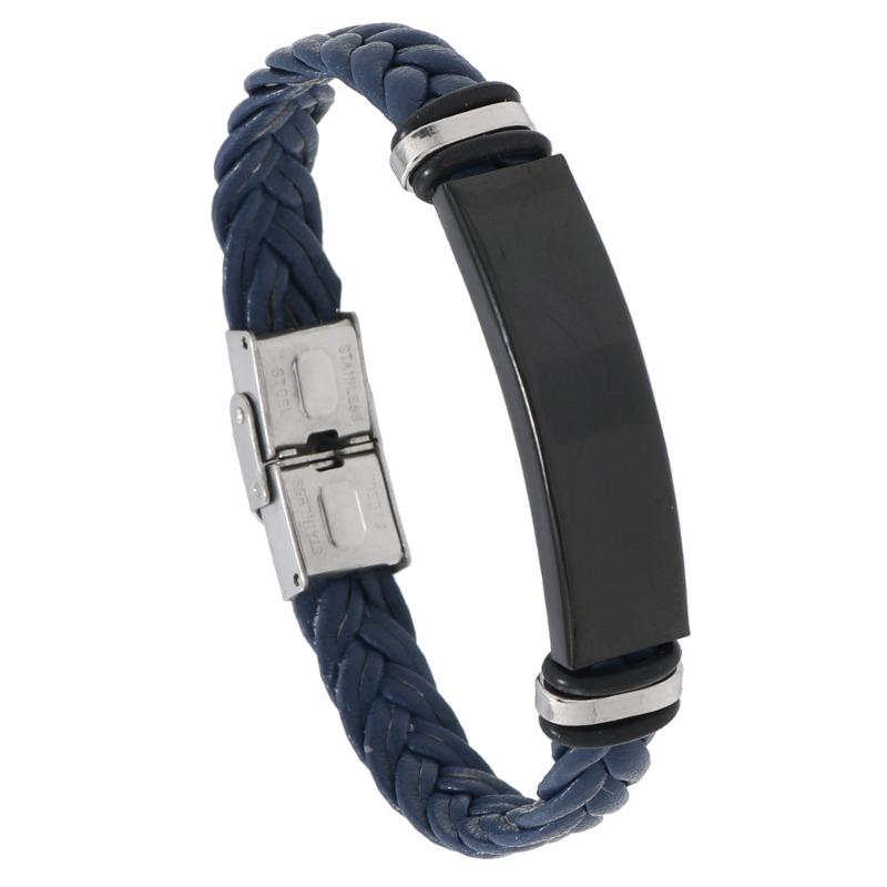 Beautiful jewelry braided stainless steel men bracelet casual glossy leather bracelet bracelet