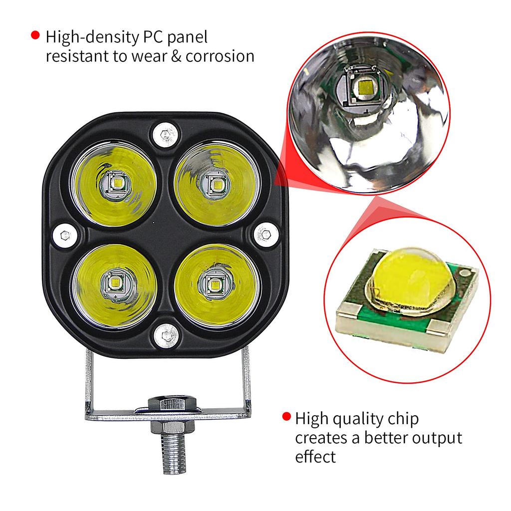Willpower 3" 40W LED Work Light 6000K White LED Work Light 12V 24V LED Floodlight Narrow Angle IP67 Waterproof