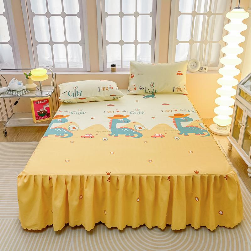 Мягкая юбка для кровати Принтованное покрывало с оборками Простой стиль Защита матраса falda de cama Кружевные простыни (Нет наволочки)