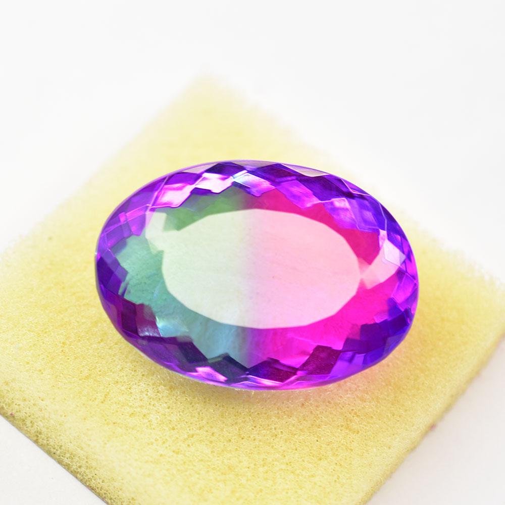 Stunning Lab Created Bi-Color Sapphire 97.65 Ct Oval Certified Loose Gemstone