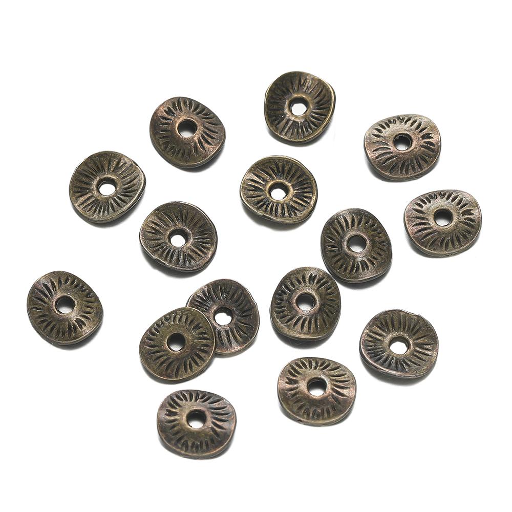 50/100pcs Alloy Antique Bronze Round Spacer Beads Charms For Diy Beaded Bracelets Necklace Jewelry Handmade Making Accessories