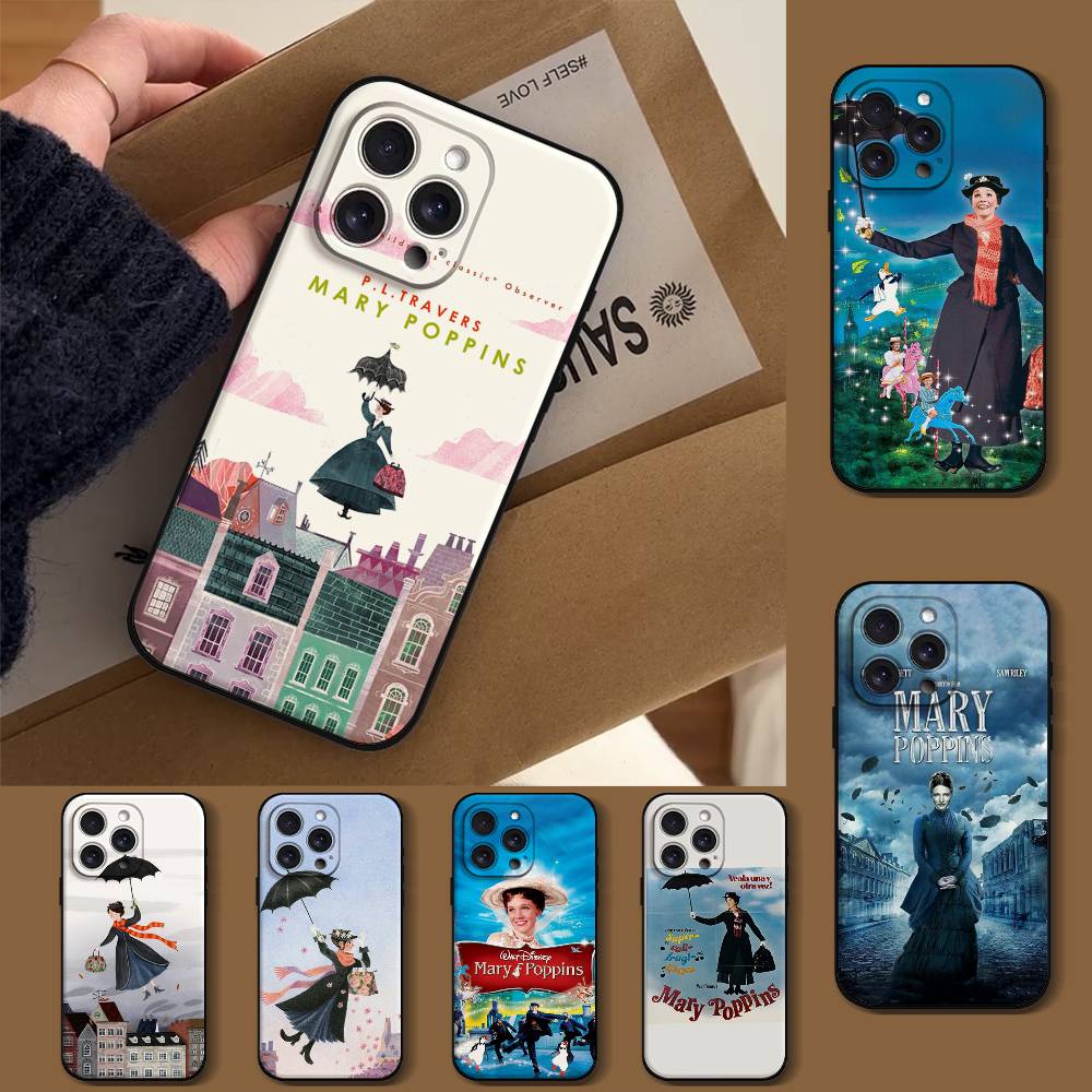 Чехол для телефона Mary P-Poppins Для IPhone 1716 15 14 13 Pro Max 11 12 Mini X Xs XR Черный Силиконовый Чехол