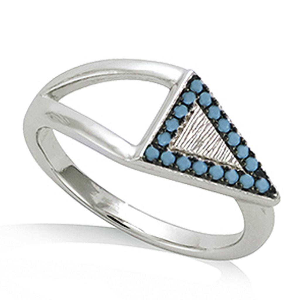 Silver Ring 'Navajos' Turquoise Black Silver (rhodium Plated)