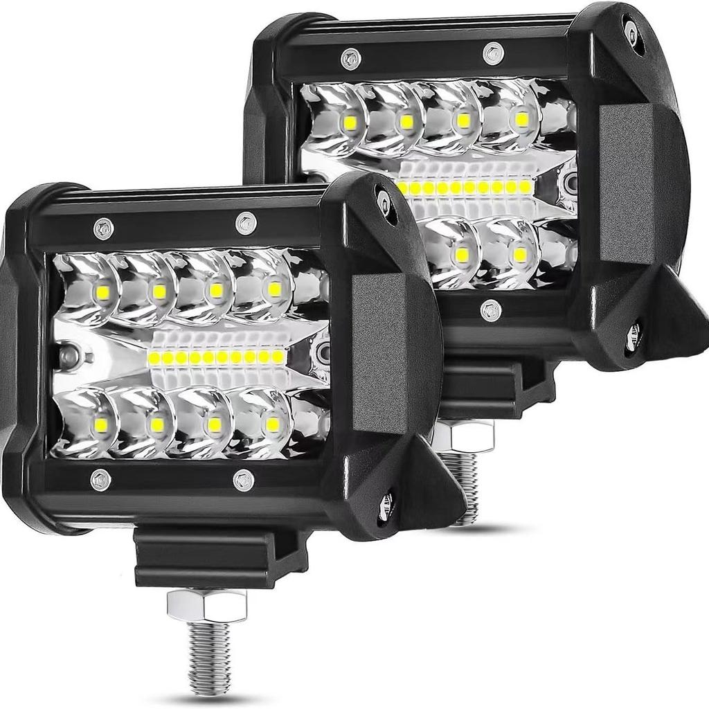 2pcs 4 Inch 60w Led Offroad Work Light Triple Spot Beam Driving Lamp For Suv Car Truck 4x4 Modification Fog Light Universal Fit 12v