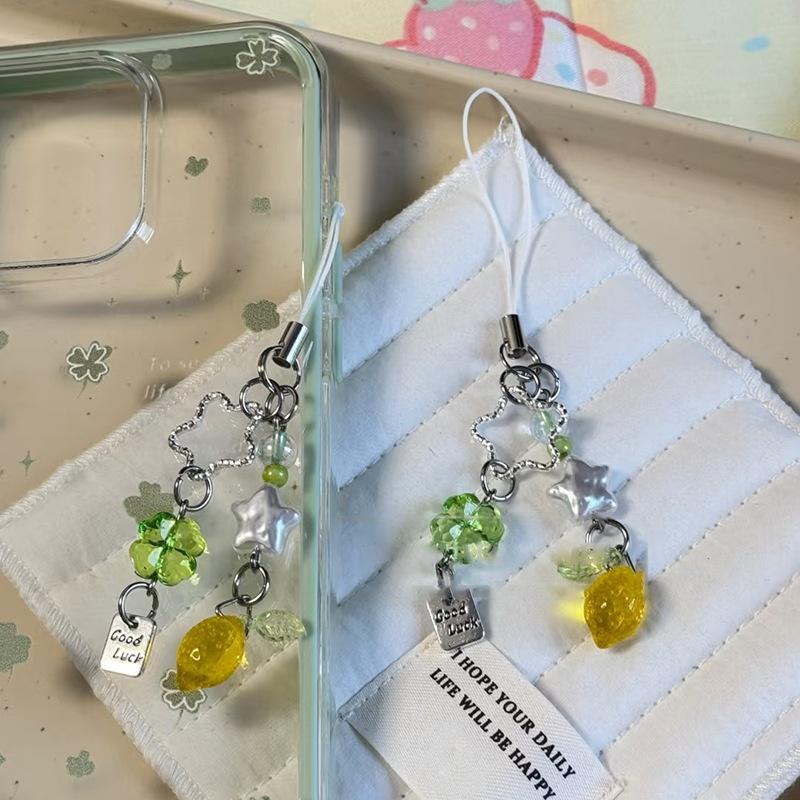 Sweet Christmas Tree Drift Bottle Four-Leaf Clover Pendant Phone Strap Keychain Exquisite Backpack Decoration Accessories Gifts