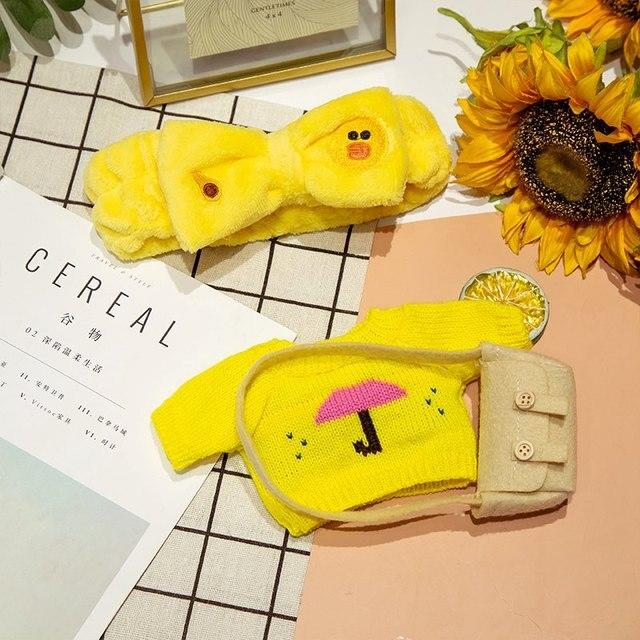 Аксессуары для кукол Lalafanfan Cafe Duck, одежда Kawaii Duck с одеждой, плюшевые игрушки, мягкая повязка для волос, подарок для девочек