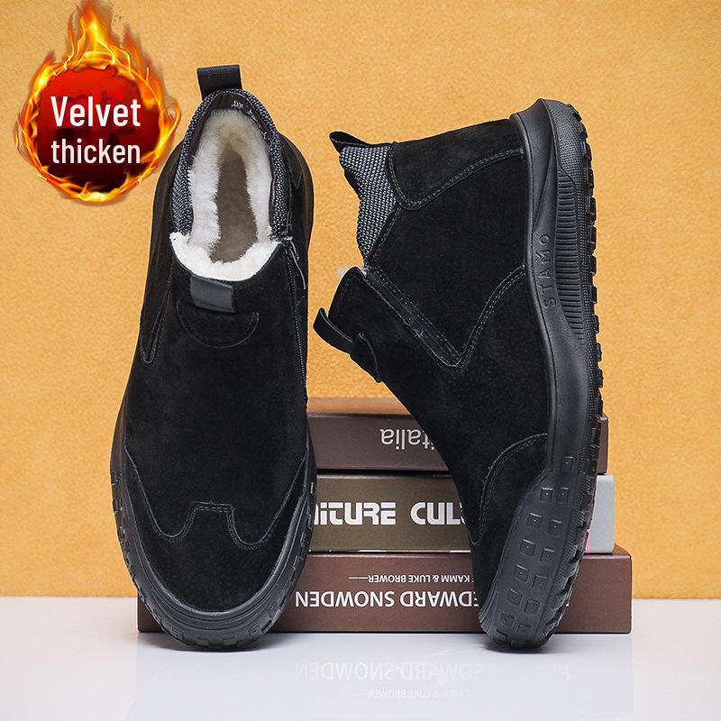 Мужские зимние высокие нескользящие защитные ботинки с бархатным утеплителем для защиты от холодной погоды и снега.