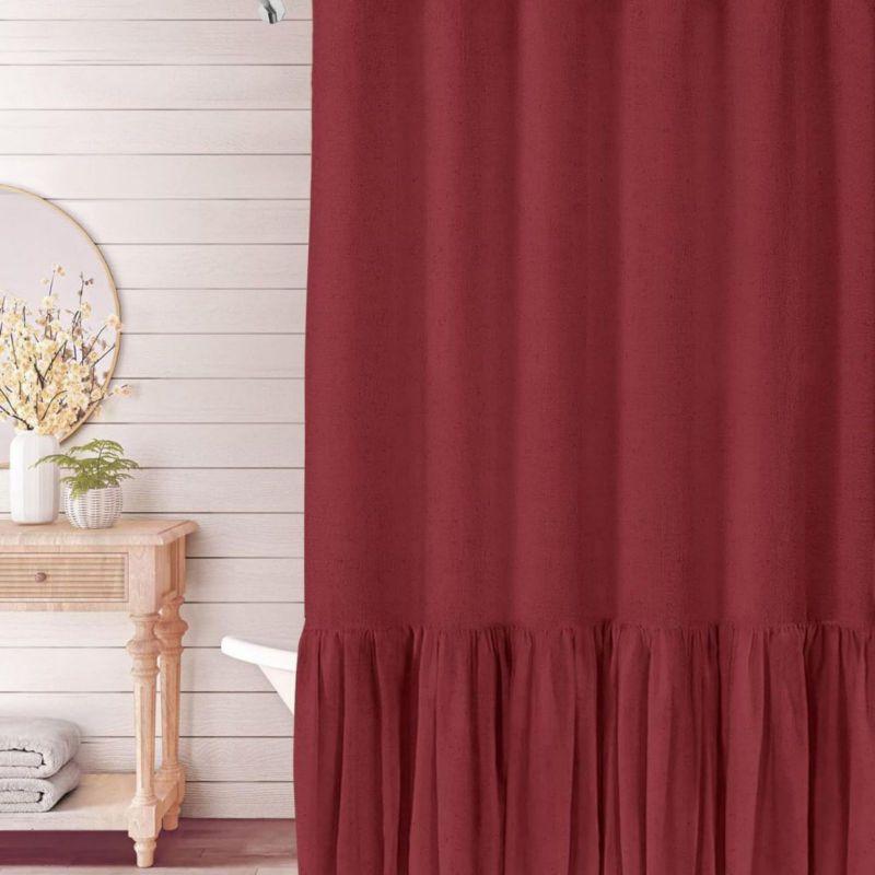 Черные linen шторы для ванной с крючками