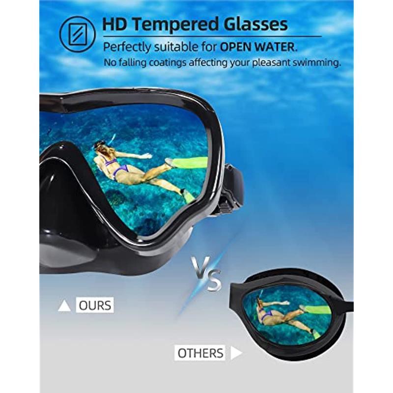 Очки для плавания для взрослых с крышкой для носа, прозрачная маска для дайвинга, широкий обзор, без размытия, для мужчин, женщин, молодежи