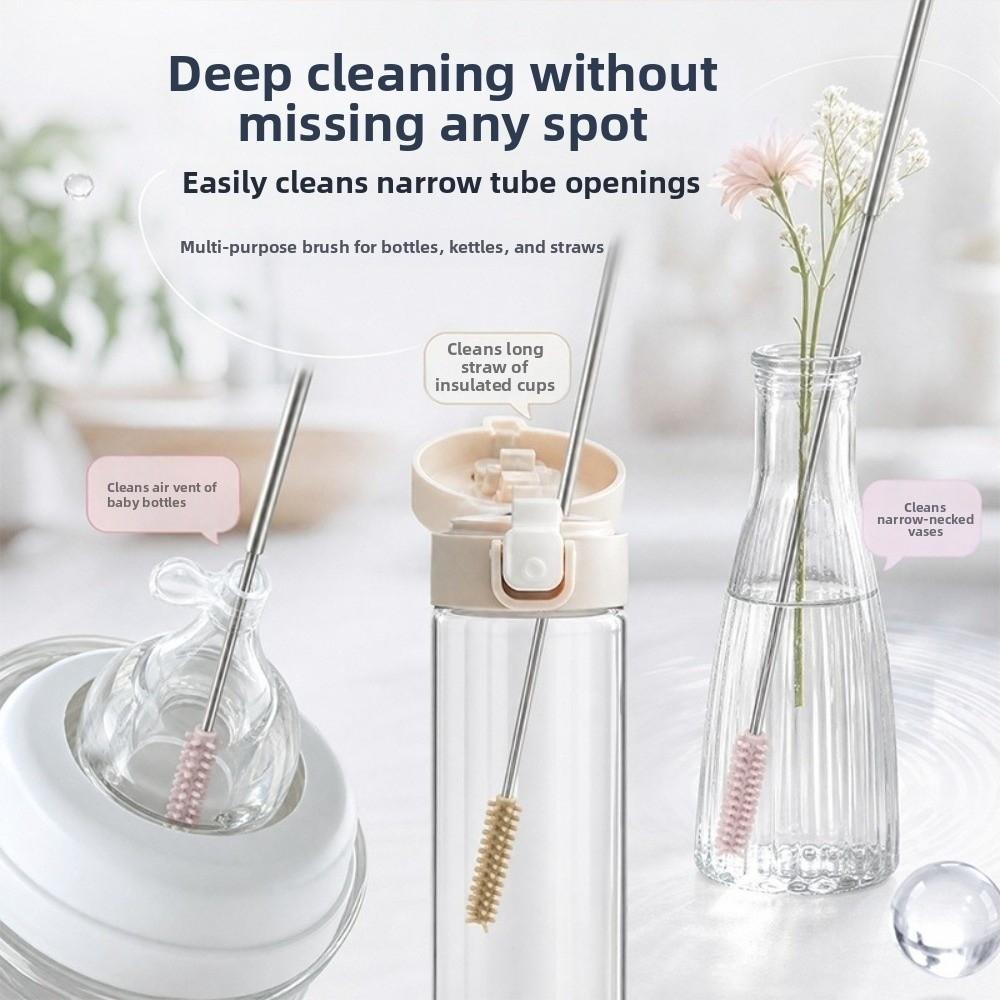 Extendable Design Baby Bottle Cleaning Brush 304 Stainless Steel Tube Cleaner Straw Maintenance