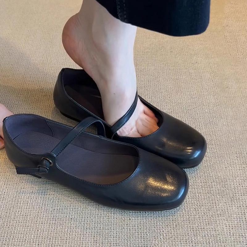 Fashion Mary Jane Single Shoes Thick Heel Shoes Elegant Classic Retro Square Toe Comfortable Soft Shallow Cut Low Heel Women's Shoes