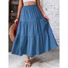 Women's Fashion Solid Color High Waist Folded A-line Trumpet Long Skirt Half Body Skirt