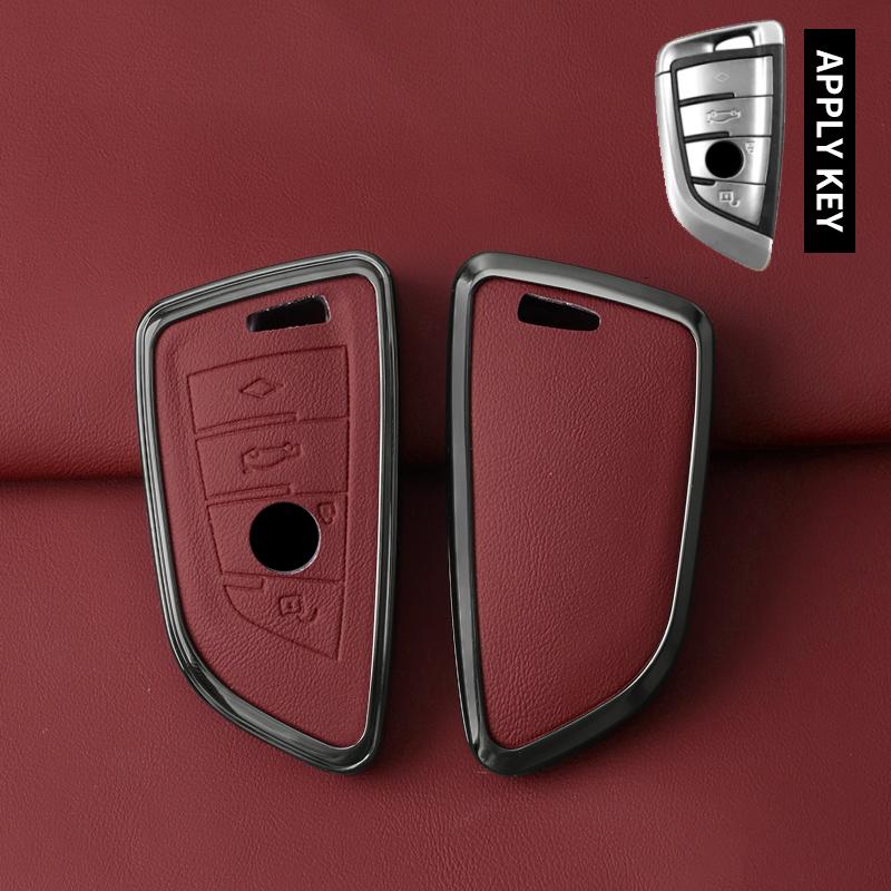 Zinc Alloy Leather Car Key Case For Bmw X1 X3 X5 X6 X7 1 3 5 6 7 Series G20 G30 G11 F15 F16 G01 G02 F48 Protective Accessories