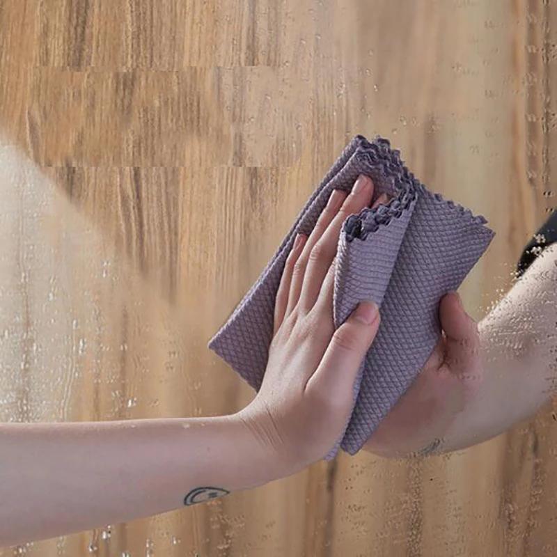 Kitchen Anti-Grease Wiping Rags Efficient Fish Scale Wipe Cloth Cleaning Cloth Home Washing Dish Cleaning Towel