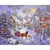 Алмазная картина "Снежный дом и Рождественская елка" Вышивка крестом Стразы Мозаика Картина
