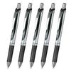 Шариковая ручка Pentel Гелевые чернила Тип нажимной EnerGel 0,7 мм Серебристый корпус XBL77-A Черный 5 штук