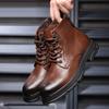 Модные мужские удобные прогулочные ботинки 2024 года, модная обувь для мужчин с высоким берцем, новые мотоциклетные и ботильоны, водонепроницаемые ботинки, мужская кожаная обувь